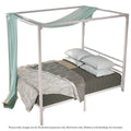 Zinus Double Metal Canopy Bed Frame - White Steel Frame, Slatted Platform, 280kg Capacity - AU-CPBFW-D
