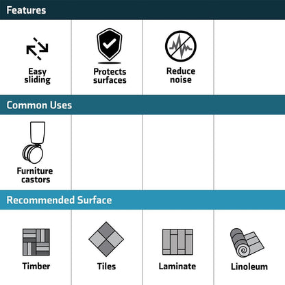 Surface Gard Brown Square Carpet Base Castor Cups 4 Pack - 48mm