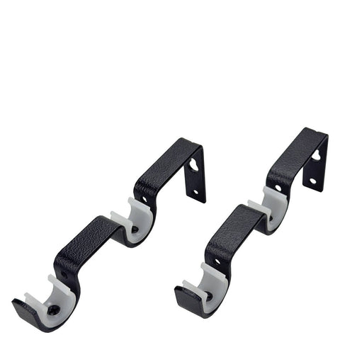 Pillar 16 25mm Black Double Universal Curtain Rod Bracket - 1 Pair - Adjustable Support for Sheer & Blockout Curtains - SuperSaverAU - view 1