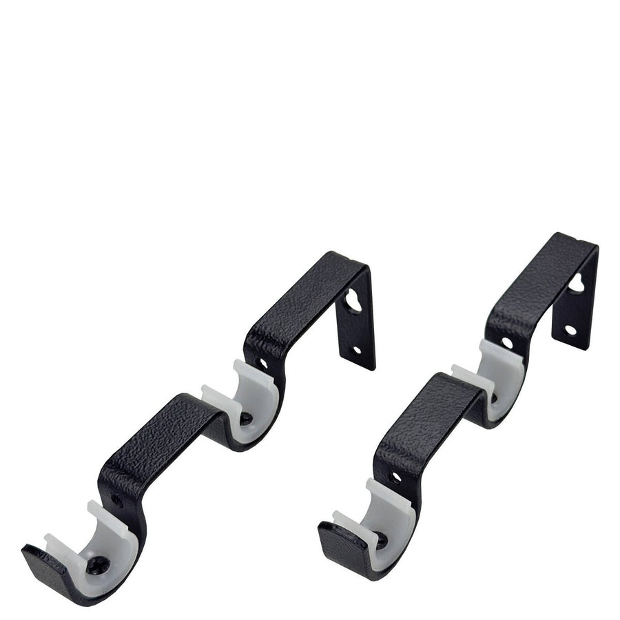 Pillar 16 25mm Black Double Universal Curtain Rod Bracket - 1 Pair - Adjustable Support for Sheer & Blockout Curtains - SuperSaverAU - view 1