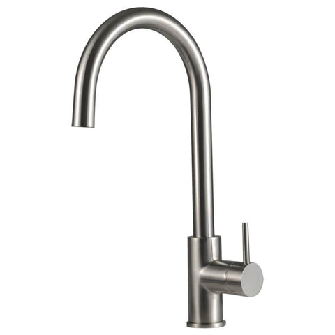 Rogerseller gooseneck sink mixer tap - brushed nickel brass - swivel outlet - Australian made - 3606016107