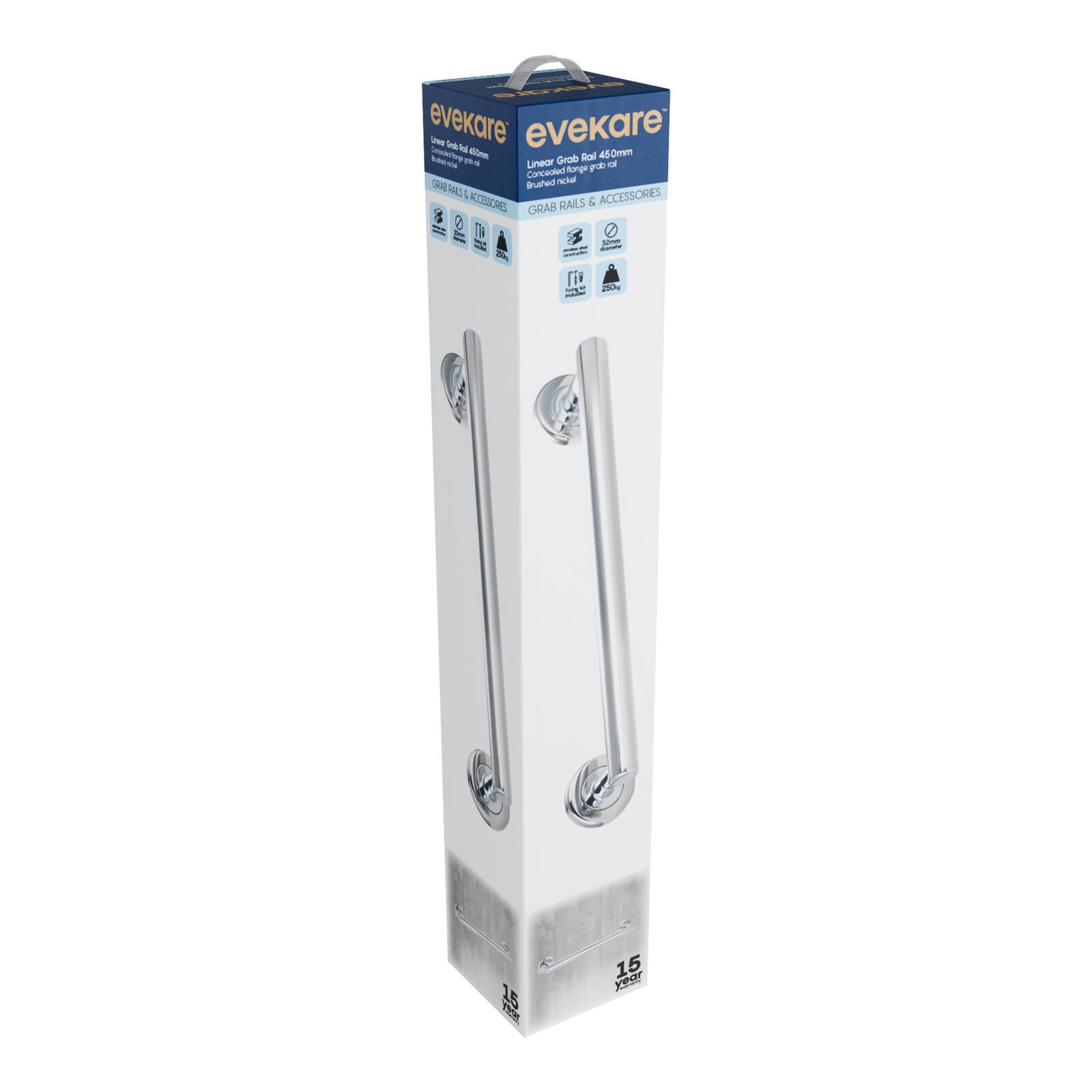 evekare 450mm Brushed Nickel Linear Grab Rail