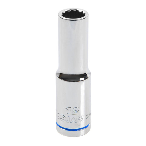 Trojan 12mm Deep Socket 1/2" Drive - Polished Chrome Vanadium - 12 Point - Lifetime Warranty - SuperSaverAU - view 1
