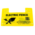 O'Briens Yellow Electric Fence Warning Sign 250mm