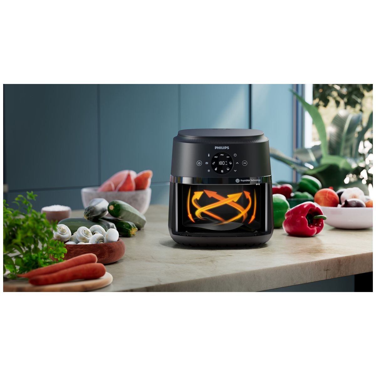 Philips 2000 Series 4.2L Airfryer L - RapidAir Technology, Cooking Window, Black - NA220-00