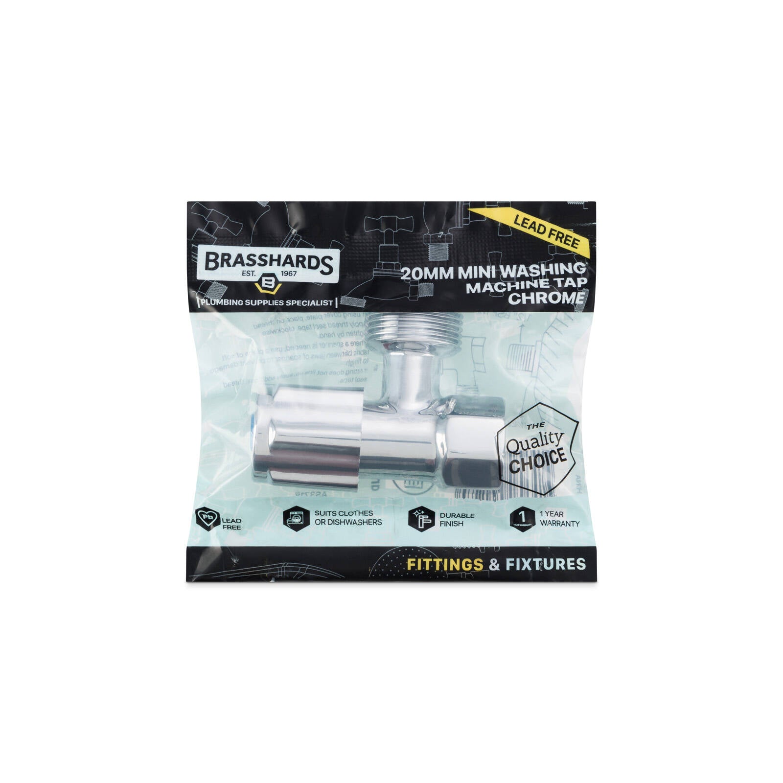 Brasshards 20mm Chrome Lead Free Mini Washing Machine Tap