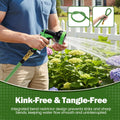 Expandable Garden Hose 50FT - Green - Stretches to 3x Length, 10 Function Nozzle plus Mist Nozzle, 1/2 and 3/4 BSP