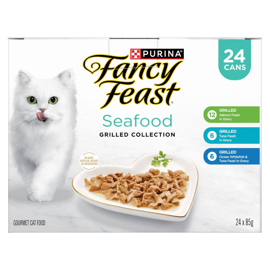 Fancy Feast Grilled Seafood Wet Cat Food 85g - 24 Pack - Balanced Nutrition - SuperSaverAU - view 1