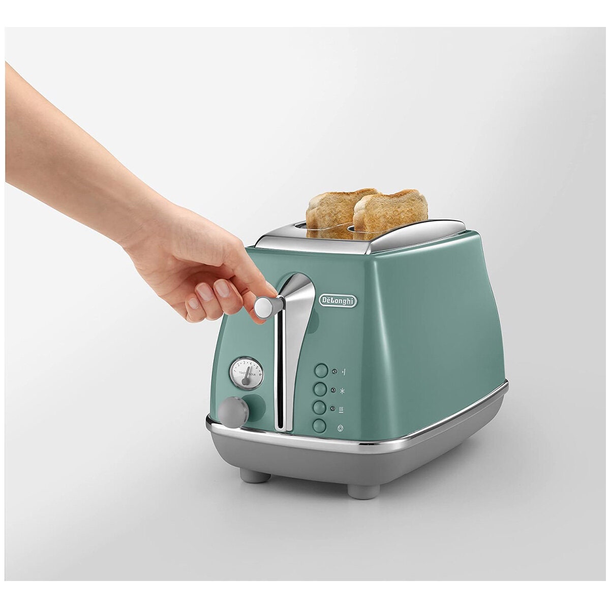 DeLonghi Icona Capitals 2 Slice Toaster - Toronto Green, Six Browning Levels - CTOC2003GR
