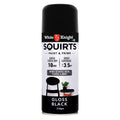 White Knight Squirts Black Gloss Spray Paint 310g - Solvent-Based Paint & Primer, Waterproof