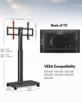 Tall Mobile TV Stand with Wood Base for 32-65 Inch TVs - Black - Swivel Mount, Height Adjustable, on Wheels