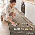 Kitchen Rug and Mat Set 2 Piece - Green - 45 x 150cm and 45 x 75cm, Anti Slip Rubber Backing, Polyester, 3.4mm