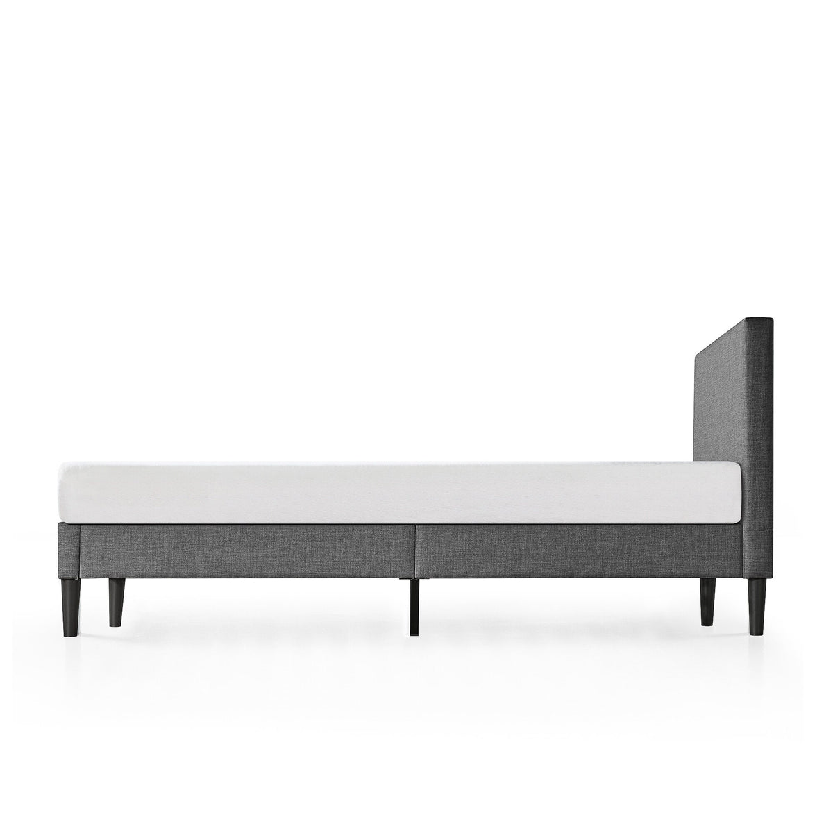 Zinus Liam Classic Single Upholstered Fabric Bed Base in Grey - Padded Headboard, 130kg - AU-FPPPDG-12S