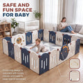 Baby Playpen 20 Panels - Blue 236 x 190 x 60cm - Foldable HDPE, Suction Pads, Interlocking Joints
