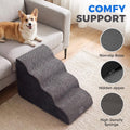 4 Step Dog Ramp 50cm High - Grey - High Density Foam Steps, Non Slip Corduroy Cover, Machine Washable