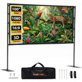 Projector Screen with Stand 100 Inch - 235 x 195cm - 16:9, 1080P, Polyester Fabric, 25mm Steel Frame, Carry Bag