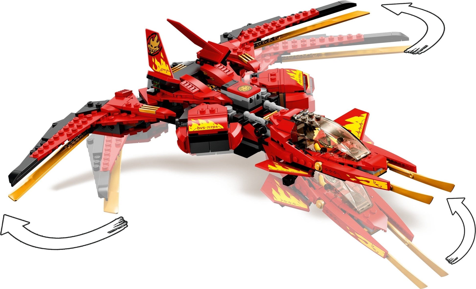 LEGO NINJAGO 71704 Legacy Kai Fighter Toy Jet Playset w/ Nindroid Action Figures- Auzzi Store
