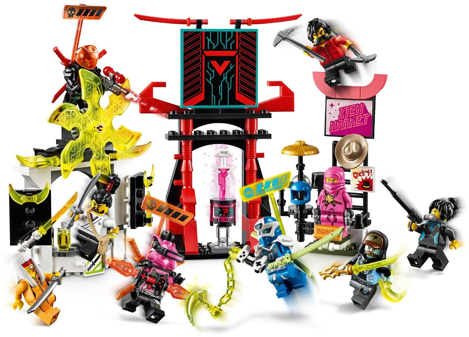 Lego Ninjago 71708 Gamer’s Market with Harumi, Okino, Richie, Cole, Digi Jay - SuperSaverAU - view 2