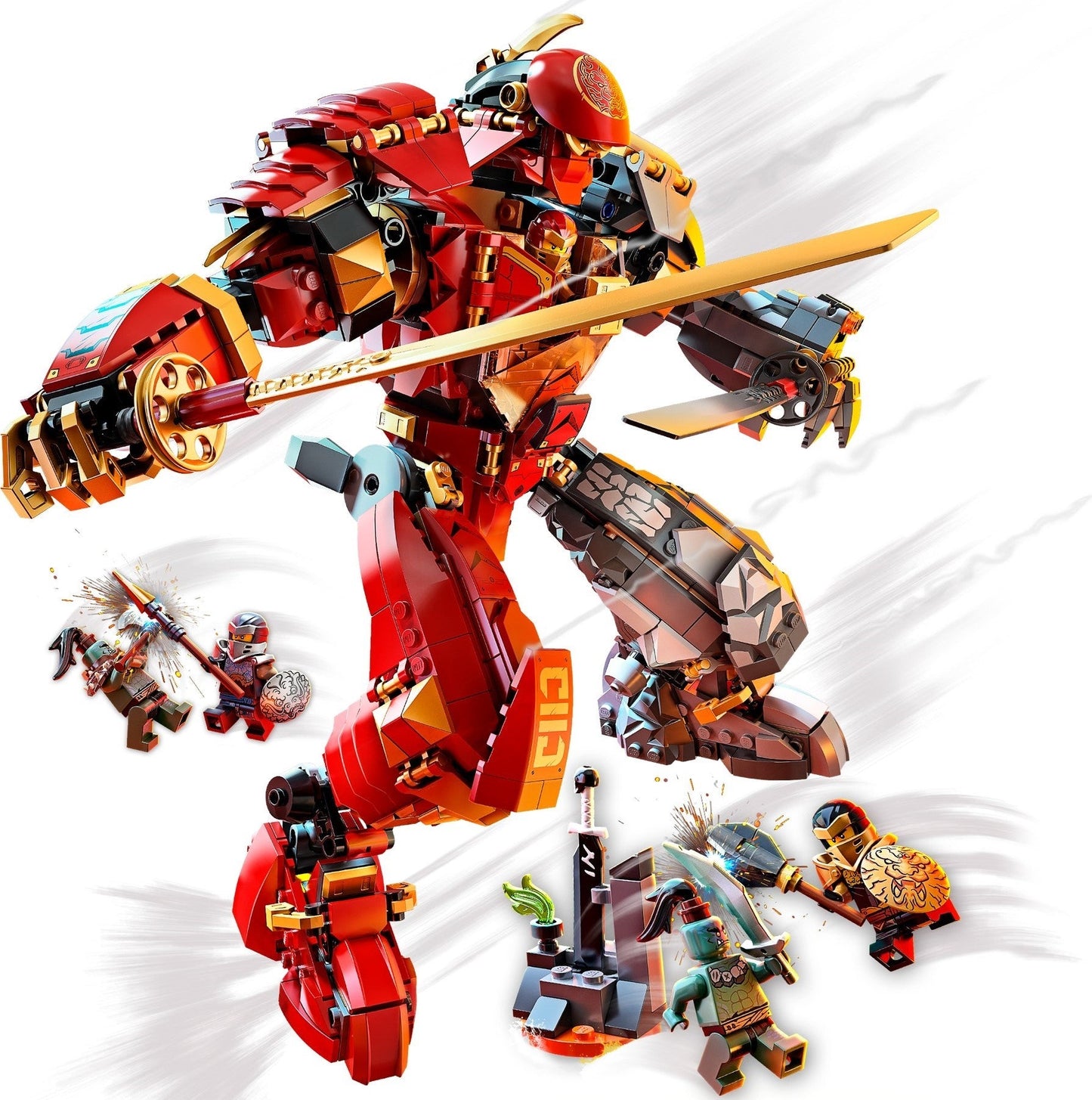 LEGO 71720 Fire Stone Mech Ninja Toy with 5 Minifigures