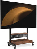Corner TV Stand on Wheels for 40-85 Inch TVs - Black - Peg Board and Wooden Shelf Storage, Height Adjustable Mount