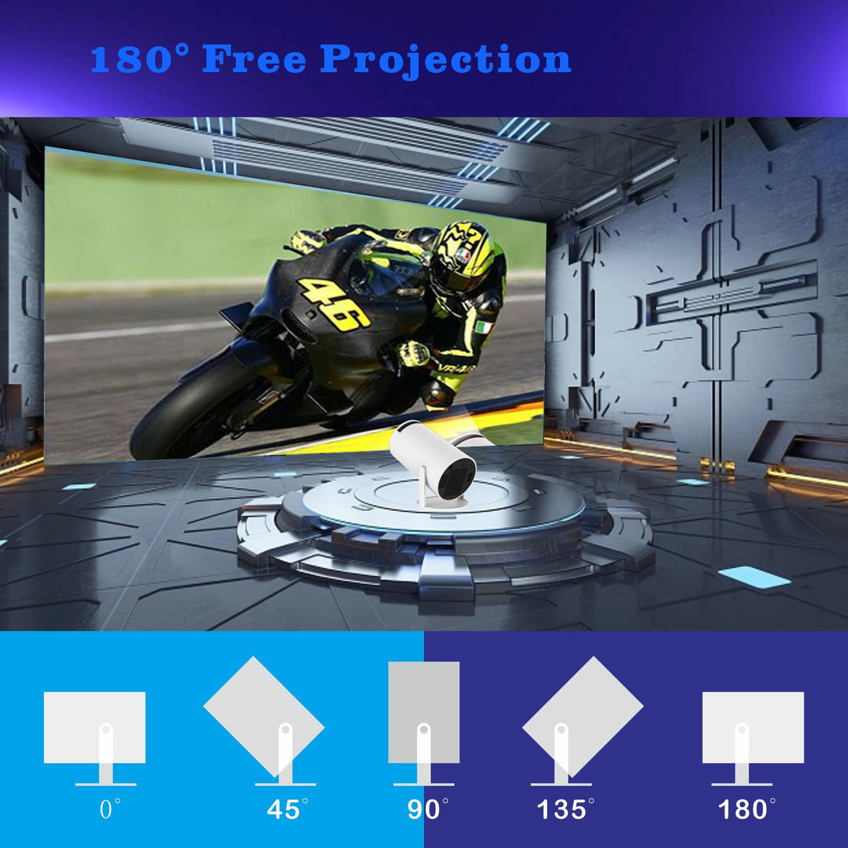 Mini Wi-Fi Projector - Bluetooth, 180 Degree Rotation