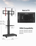 Universal Rolling TV Cart for 32-70 Inch TVs - Black - 2 Shelf Trolley, Height Adjustable, Swivel, Max VESA 600x400