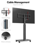 Tall Mobile TV Stand with Wood Base for 32-65 Inch TVs - Black - Swivel Mount, Height Adjustable, on Wheels