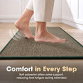 Kitchen Rug and Mat Set 2 Piece - Green - 45 x 150cm and 45 x 75cm, Anti Slip Rubber Backing, Polyester, 3.4mm