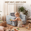 Kids Fold-Out Sofa Bed 2-in-1 - Grey Star Print - Glow-in-the-Dark, Zip-Off Washable Cover