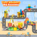 Magnetic Tiles Road Set 40 Piece - Extendable Crane - STEM Building Blocks, Storage Bag, Age 3+