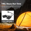 Rechargeable LED Camping Lights 2 Pack - Amber and White - IP66, 100 Hour Run Time, Magnetic Base, SOS Strobe, USB-C