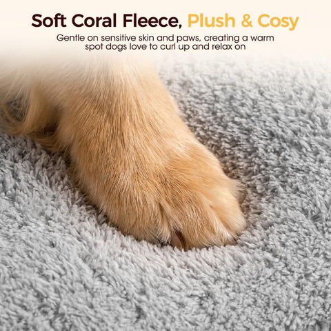 Orthopedic Dog Bed with Handle - Grey, Medium 71 x 58 x 8cm - Memory Foam, Coral Fleece, Washable Cover, Non Slip