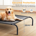 Cooling Elevated Dog Bed - Grey, Large 107 x 80 x 20cm - Breathable Textilene Mesh, Washable, Holds 60kg