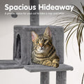 Cat Tree Tower 142cm - Light Grey - 3 Levels, Hammock, Condo, 4 Sisal Scratching Posts, Dangling Ball