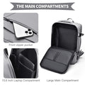 Travel Laptop Backpack 16" with USB Charging Port - Grey