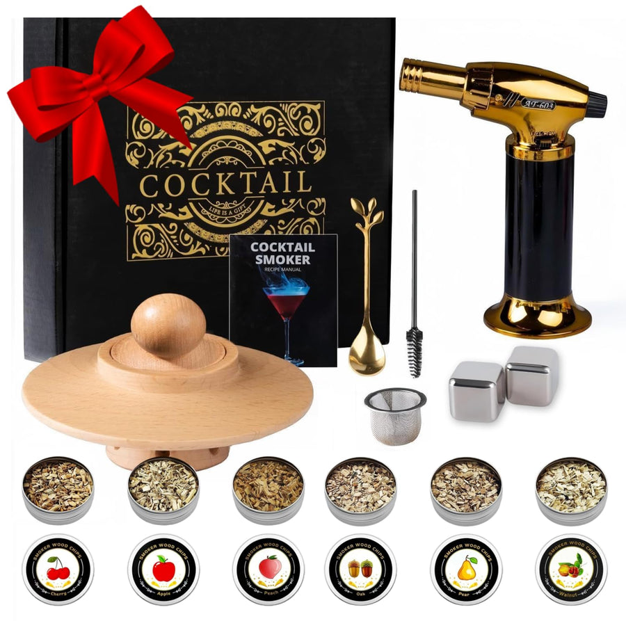 Cocktail Smoker Kit with Torch - Solid Oak