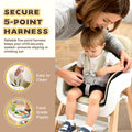 3-in-1 Wooden Baby High Chair - Khaki - 5-Point Harness, Food-Grade Tray, 5-Level Footrest
