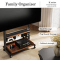 Corner TV Stand on Wheels for 40-85 Inch TVs - Black - Peg Board and Wooden Shelf Storage, Height Adjustable Mount