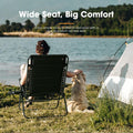 Zero Gravity Camping Chair - Black - Reclines 90 to 170 Degrees, 64cm Wide Seat, Double Layer 600D Oxford, Side Holder