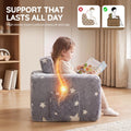 Kids Fold-Out Sofa Bed 2-in-1 - Grey Star Print - Glow-in-the-Dark, Zip-Off Washable Cover