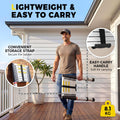 Telescopic Aluminium Ladder 3.2m - Silver - 150kg Capacity, Auto Lock Sections, Collapses for Storage, Carry Bag