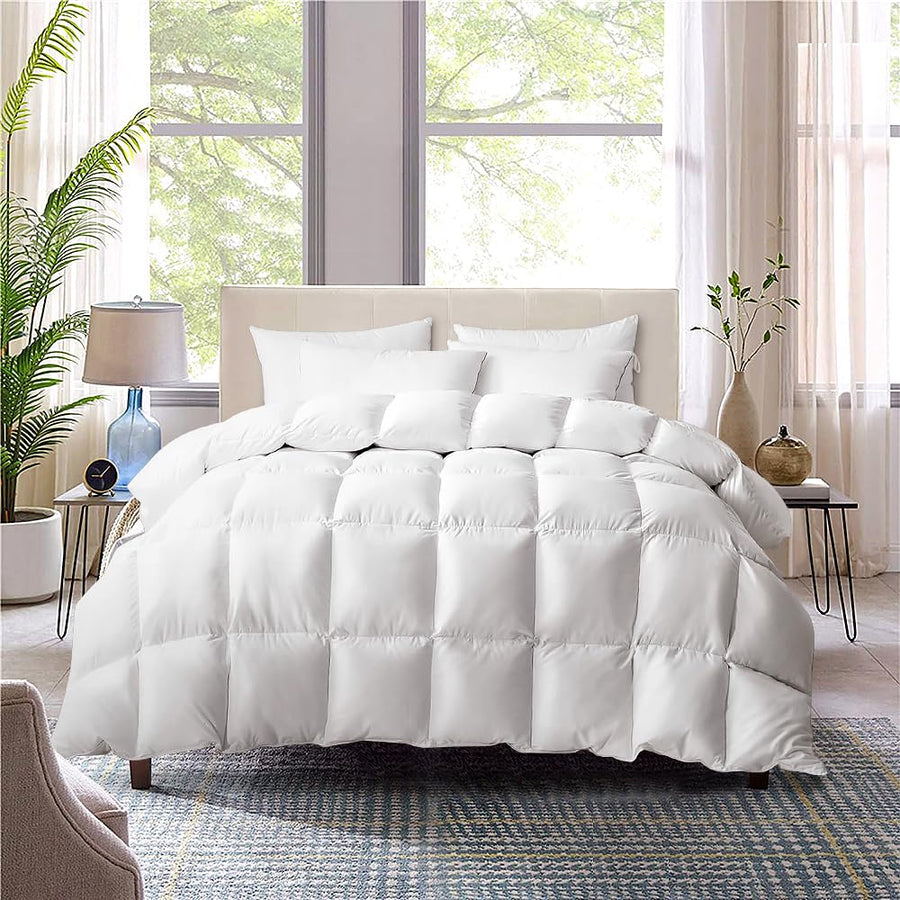 Goose Feather and Down Quilt 700GSM - Single - All Seasons Comforter, 10% Down 90% Feather, 100% Cotton Cover