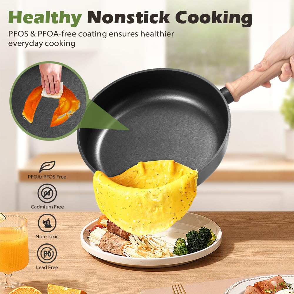 Classic Cookware Set 19 Piece - Black - Nonstick Granite Coating, Fixed Stay Cool Handles, PFOA and PFOS Free