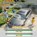 Expandable Garden Hose 50FT - Green - Stretches to 3x Length, 10 Function Nozzle plus Mist Nozzle, 1/2 and 3/4 BSP