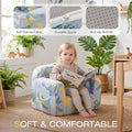 Kids Foam Sofa Chair - Blue Dinosaur Print - Carry Handle, Zip-Off Washable Cover, 62.5cm Wide