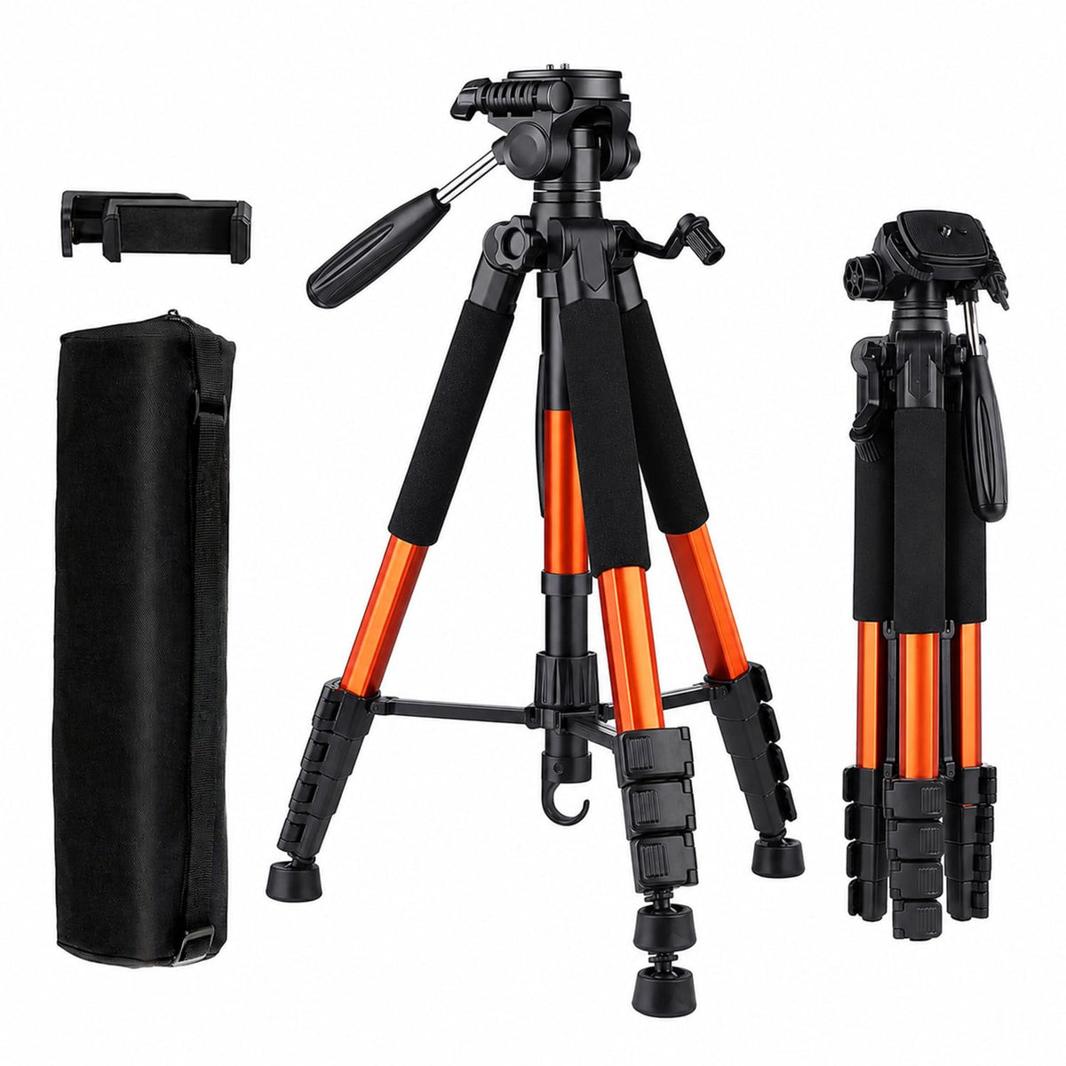 Aluminium Camera Tripod 188cm - Dual Mount, Orange
