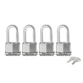 Master Lock Magnum 51mm Long Shackle Laminated Steel Padlock - 4 Pack