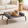 Cooling Elevated Dog Bed with Bolster - Grey, Medium 88 x 64 x 20cm - Textilene Mesh, Steel Frame, Holds 60kg