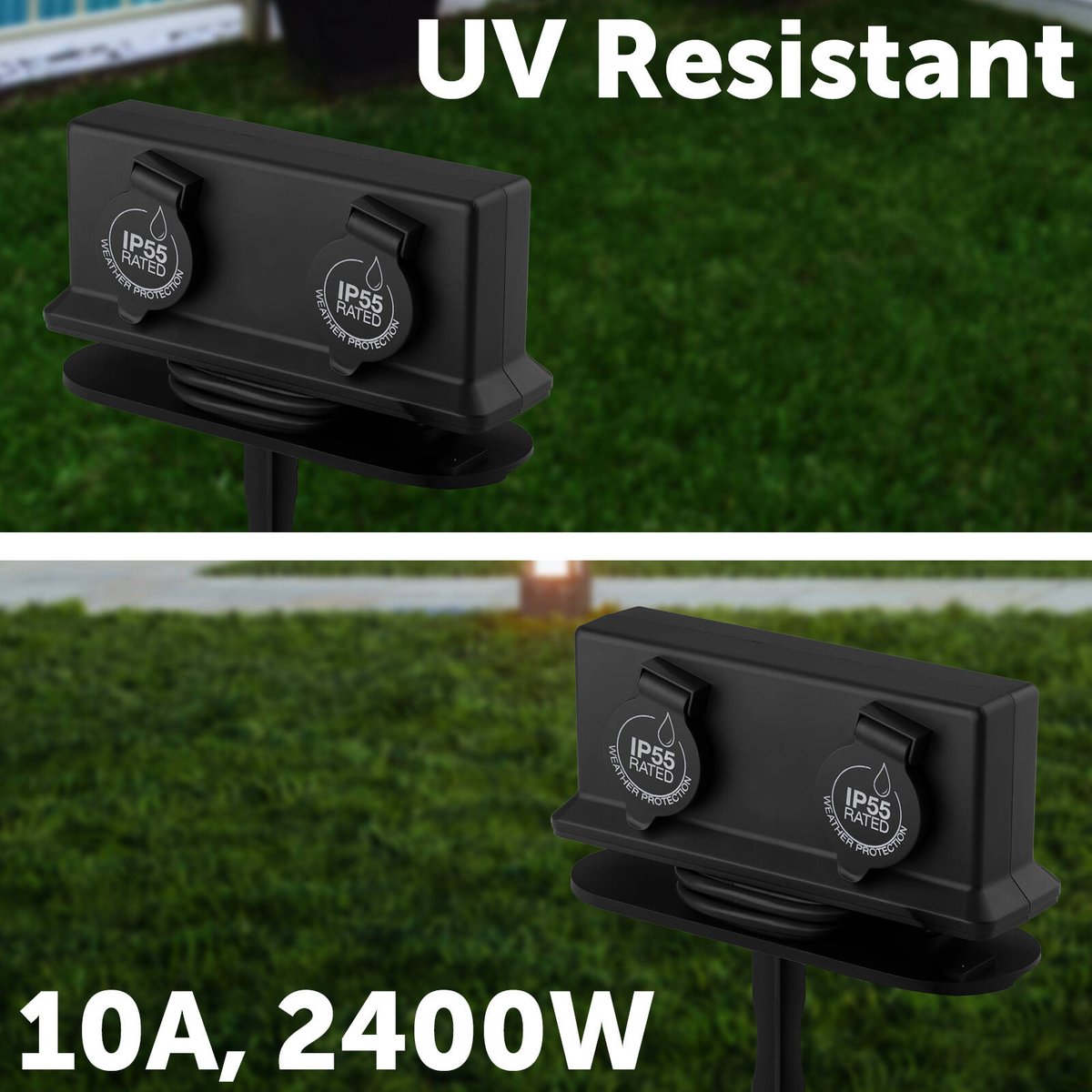 Arlec 2 Outlet Outdoor Powerboard 1.8m - Dark Grey - Weatherproof - SuperSaverAU - view 3