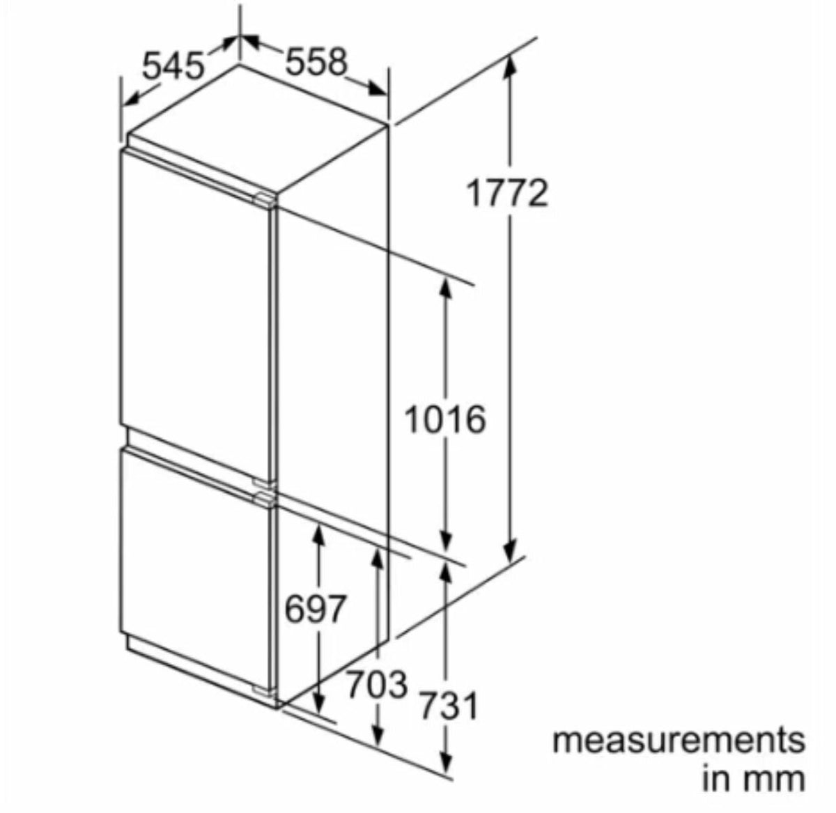 Bosch Series 6 254L Fully Integrated Bottom Mount Fridge - BigBox Drawer, SuperCooling - KIN86AD30A